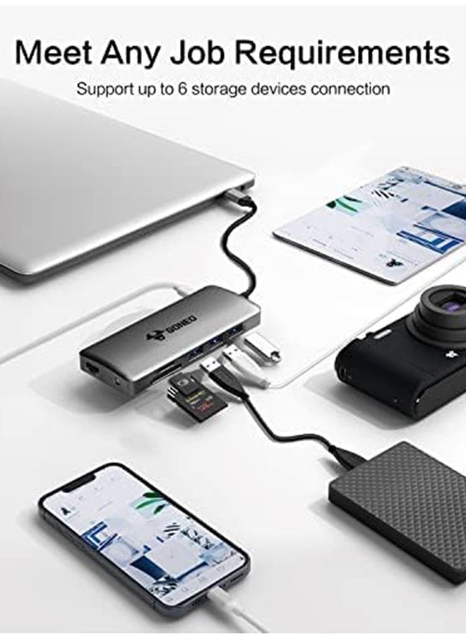 11 in 1 USB C Docking Station,Type C Hub Multiport Adapter with 2 HDMI Ports,100W PD Charger Port,5Gbps USB C,1000Mbps Ethernet Port,USB C Dongle for Dell XPS,MacBook,Hp,Lenovo,Samsung Galaxy