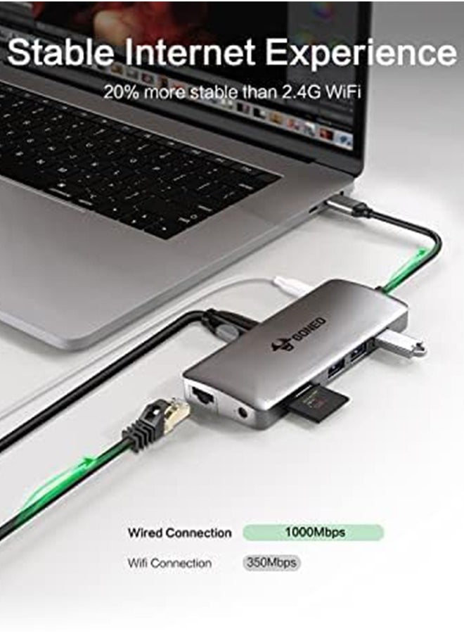 11 in 1 USB C Docking Station,Type C Hub Multiport Adapter with 2 HDMI Ports,100W PD Charger Port,5Gbps USB C,1000Mbps Ethernet Port,USB C Dongle for Dell XPS,MacBook,Hp,Lenovo,Samsung Galaxy