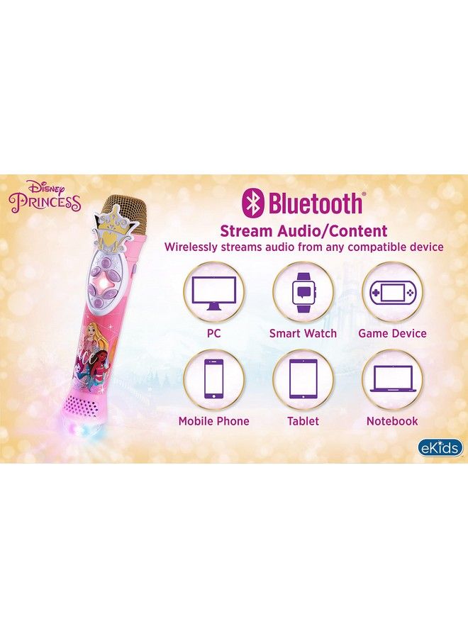 eKids Disney Princess Karaoke Microphone With Bluetooth Speaker Wireless Microphone Connects To Disney Songs Via Ez Link Feature For Fans Of Disney Princess Toys  - Image 5