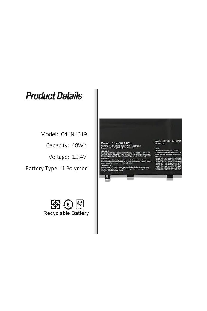 Terabyte 15.4V 48Wh/3120mAh/4-cell C41N1619 Battery Compatible for Asus Pro B9440 B9440UA B9440UAV B9440FA Series - Image 2