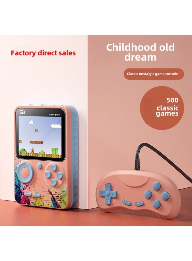 G5 Macaron Handheld Game Machine 500 Classic Game Doubles Retro Toy Nostalgic Handheld Arcade-Model:G5 Singles-lotus Root Pink  - Image 2