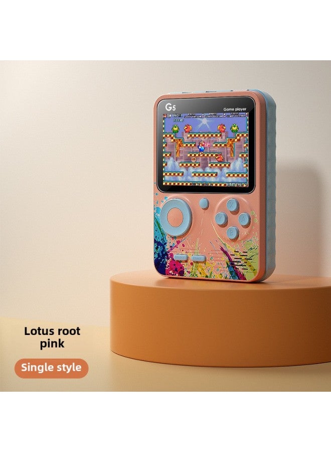 G5 Macaron Handheld Game Machine 500 Classic Game Doubles Retro Toy Nostalgic Handheld Arcade-Model:G5 Singles-lotus Root Pink  - Image 1