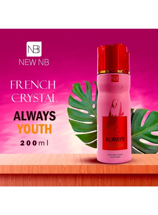 NEW NB Unbranded French Crystal Always Youth Deodorant Spray for Women – 200ml | Fresh, Elegant Scent - Image 3
