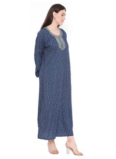 HANA & SARA LONG VISCOSE KAFTAN WITH SMALL PRINT AND THREAD EMBROIDERY CASUAL ARABIC FARASHA JALABIYA DRESS  - Image 4