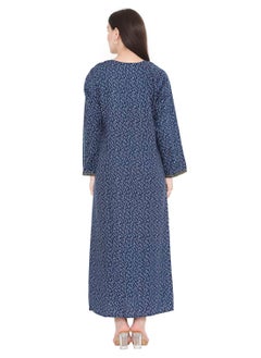 HANA & SARA LONG VISCOSE KAFTAN WITH SMALL PRINT AND THREAD EMBROIDERY CASUAL ARABIC FARASHA JALABIYA DRESS  - Image 2