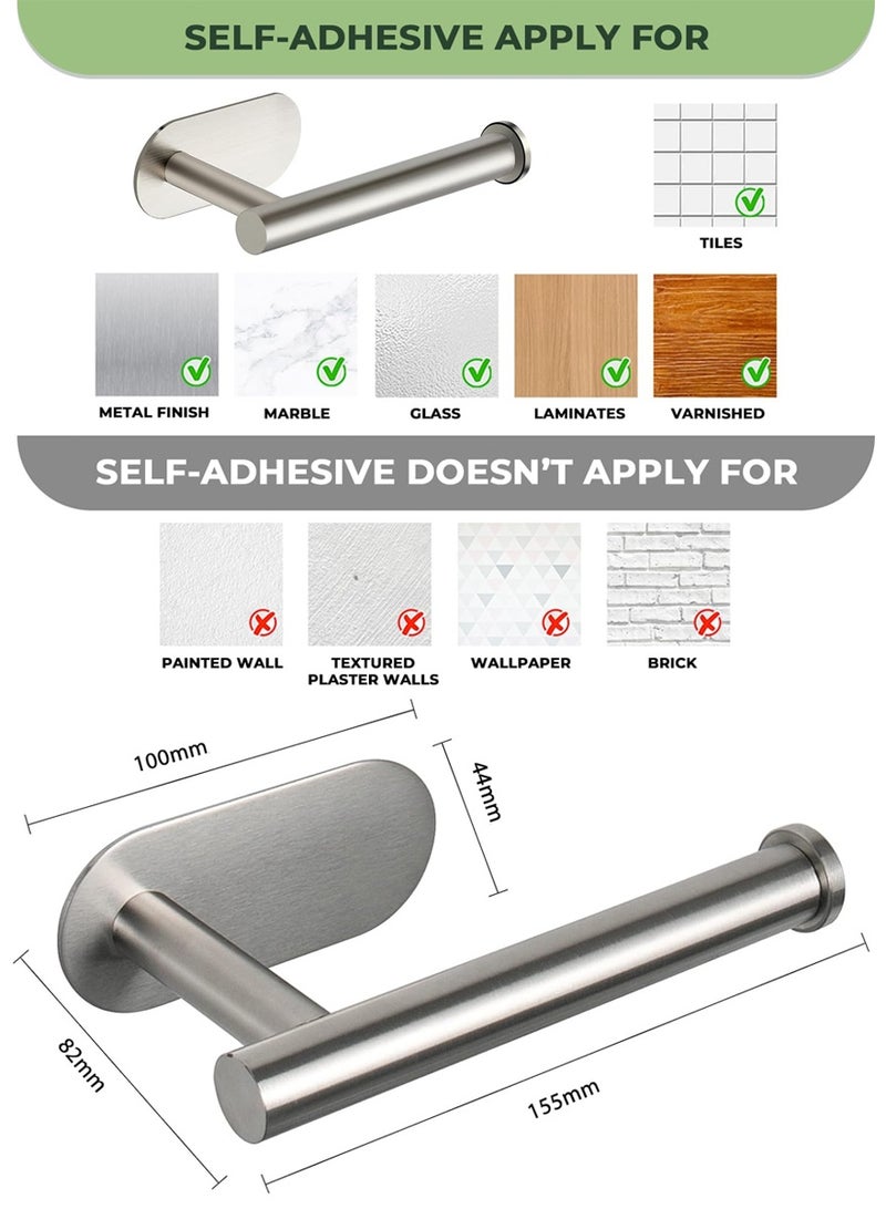 وانغبانغزي حامل مناديل تواليت من الفولاذ المقاوم للصدأ، حامل مناديل تواليت ذاتي اللصق للحمام، حامل مناديل تواليت مثبت على الحائط للحمام والمطبخ، لا يحتاج إلى ثقب - Image 2