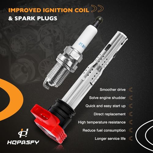 HQPASFY Ignition Coil Pack & Spark Plugs Set of 4 Compatible with Audi A4 A5 TT Volkswagen CC Tiguan & More 2.0L 2.0T Replaces# 06E905115E, UF529, 06E905115A, 06E905115C - Image 3