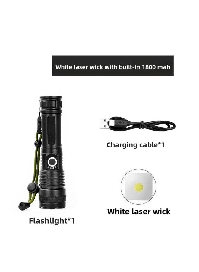 P70 High-power Led Flashlight Outdoor Waterproof Usb Rechargeable Zoomable Extendable Large Beam Torch For Camping Hiking-Color:X71 White Laser Flashlight (built-in 1800 Mah)  - Image 1