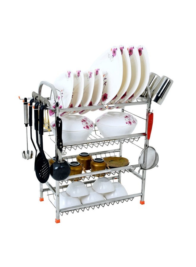 WINSTAR Stainless Steel 4 Shelf Wall Mount Kitchen Utensils Rack | Dish Rack with Plate & Cutlery Stand | Modular Kitchen Storage Rack | Kitchen Organizer (24 x 18 inch) - Image 1