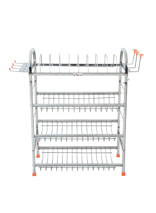 WINSTAR Stainless Steel 4 Shelf Wall Mount Kitchen Utensils Rack | Dish Rack with Plate & Cutlery Stand | Modular Kitchen Storage Rack | Kitchen Organizer (24 x 18 inch) - Image 5