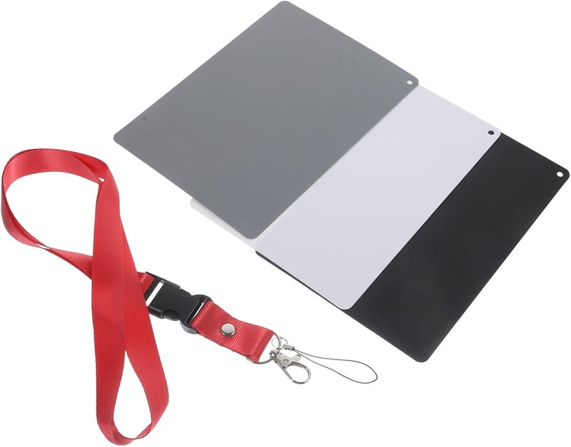 POPETPOP Black Grey White Balance Card for Photography Portable DSLR White Balance Card with Strap Durable Photography Grey Board for Accurate Color Correction - Image 1