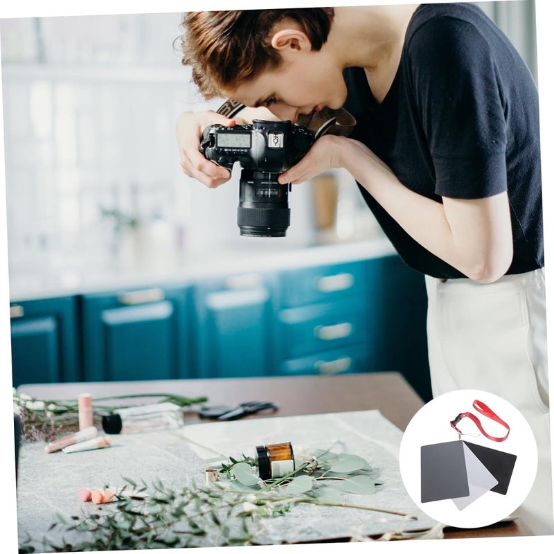 POPETPOP Black Grey White Balance Card for Photography Portable DSLR White Balance Card with Strap Durable Photography Grey Board for Accurate Color Correction - Image 4