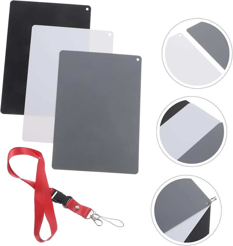 POPETPOP Black Grey White Balance Card for Photography Portable DSLR White Balance Card with Strap Durable Photography Grey Board for Accurate Color Correction - Image 3