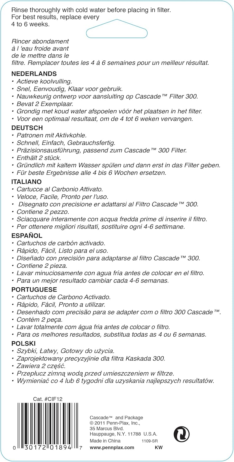 Penn Plax Penn-Plax Cascade 600 Filter Replacement Carbon Cartridges - 2 Pack for Freshwater and Saltwater Aquariums - Image 4