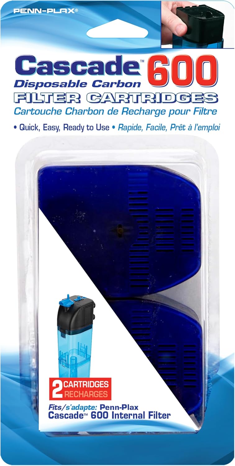 Penn Plax Penn-Plax Cascade 600 Filter Replacement Carbon Cartridges - 2 Pack for Freshwater and Saltwater Aquariums - Image 1