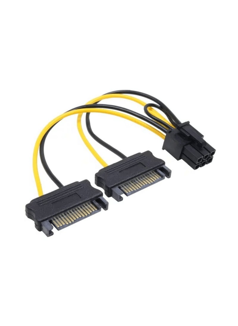 Generic Dual 15-pin SATA power supply connectors to a 6-pin PCI Express video card 15cm  - Image 1