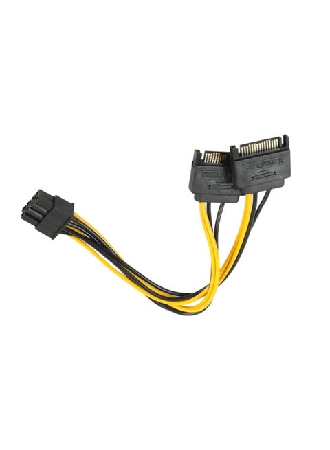 Dual 2 SATA 15 Pin Male to PCI-e Express Card 6 Pin Female