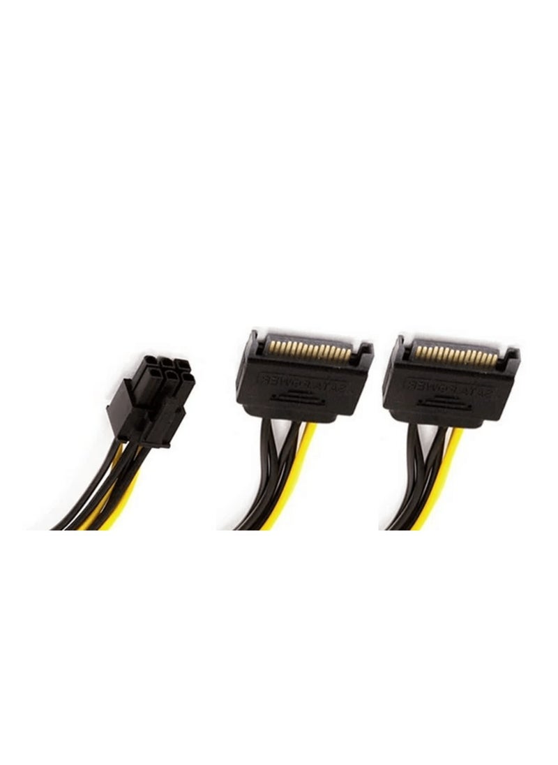 Generic - Dual 15-pin SATA power supply connectors to a 6-pin PCI Express video card 15cm - Image 1