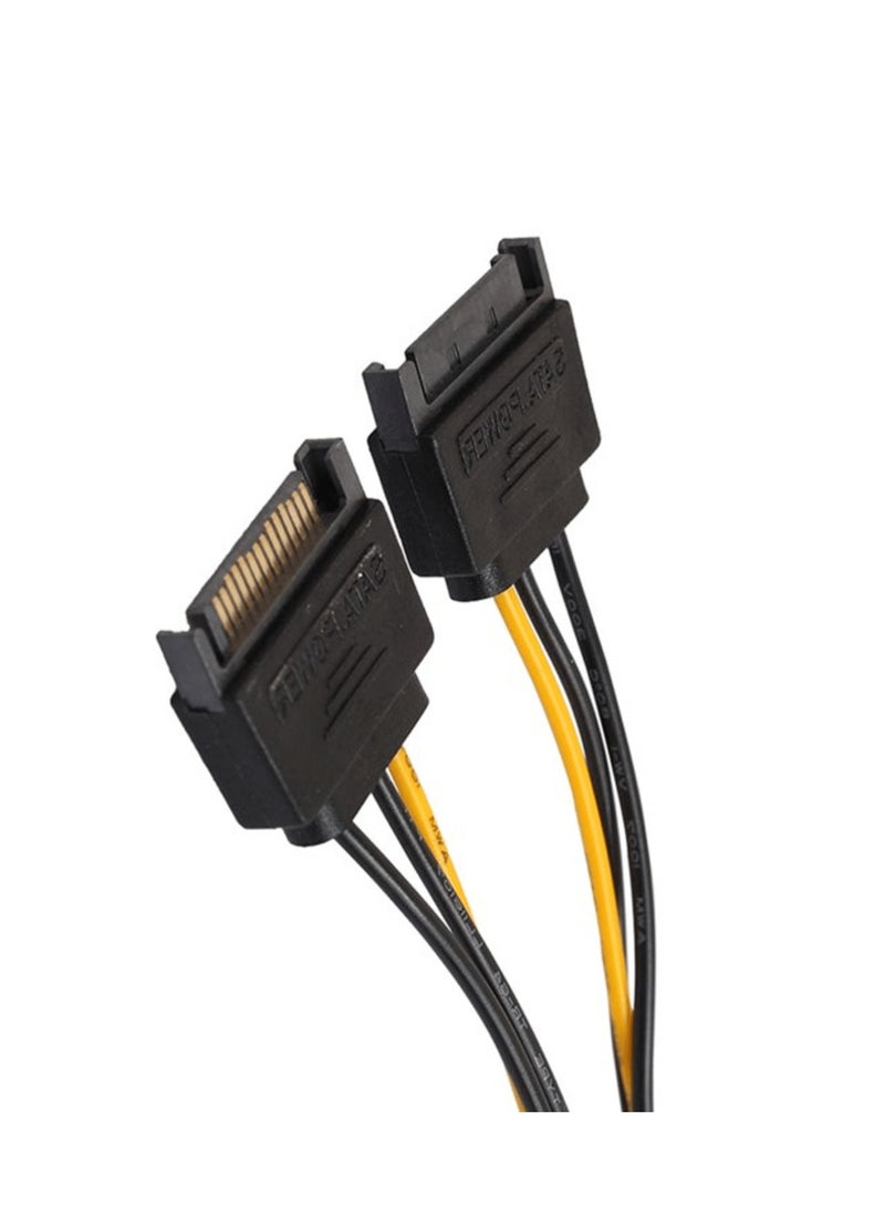 Generic - Dual 15-pin SATA power supply connectors to a 6-pin PCI Express video card 15cm - Image 1