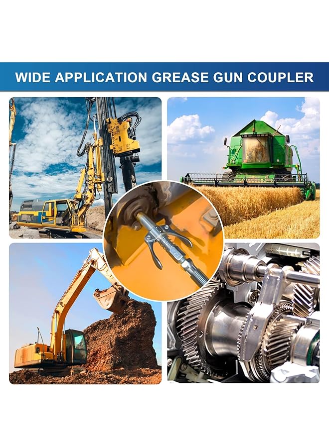 Generic Quick Lock Double Handle Grease Gun Nozzle With 12In Spring Hose And 6 M10 Grease Fittings, 10000 Psi High Pressure, Compatible With All 1/8" Npt Grease Guns, Essential Charging Station Accessories  - Image 5