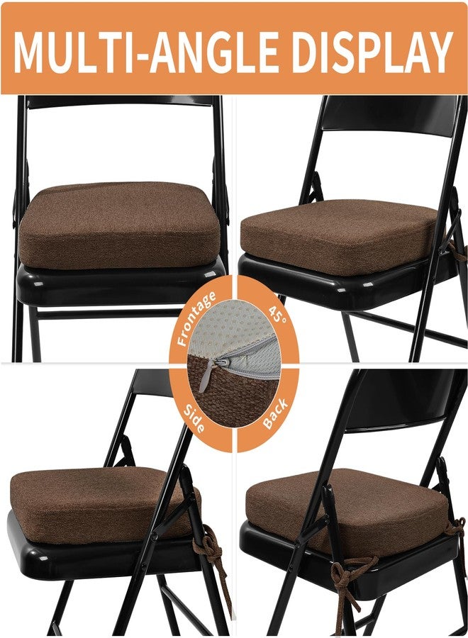 SINOSSO Thickened 2" Memory Foam Folding Chair Cushion 1 Pcs, Square Kitchen Chair Pad with Ties, Indoor Non-Slip Dining Chair Seat Cushion (1 Pcs, Dark Brown) - Image 2