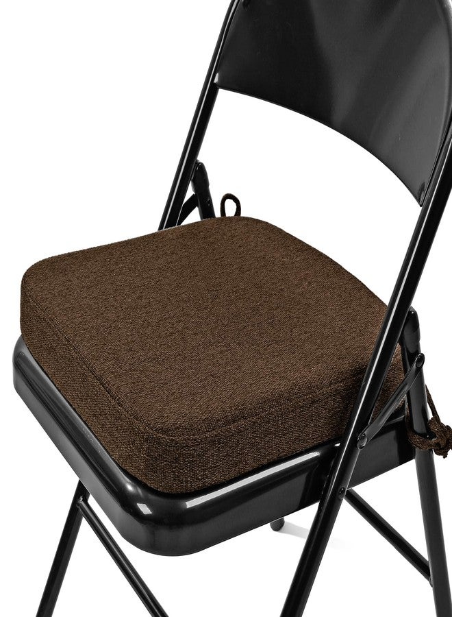 SINOSSO Thickened 2" Memory Foam Folding Chair Cushion 1 Pcs, Square Kitchen Chair Pad with Ties, Indoor Non-Slip Dining Chair Seat Cushion (1 Pcs, Dark Brown) - Image 1