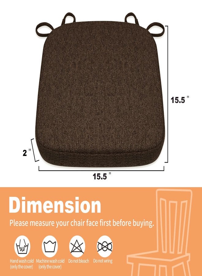 SINOSSO Thickened 2" Memory Foam Folding Chair Cushion 1 Pcs, Square Kitchen Chair Pad with Ties, Indoor Non-Slip Dining Chair Seat Cushion (1 Pcs, Dark Brown) - Image 4