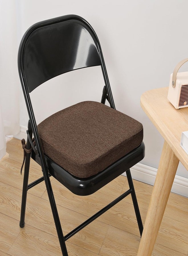SINOSSO Thickened 2" Memory Foam Folding Chair Cushion 1 Pcs, Square Kitchen Chair Pad with Ties, Indoor Non-Slip Dining Chair Seat Cushion (1 Pcs, Dark Brown) - Image 3