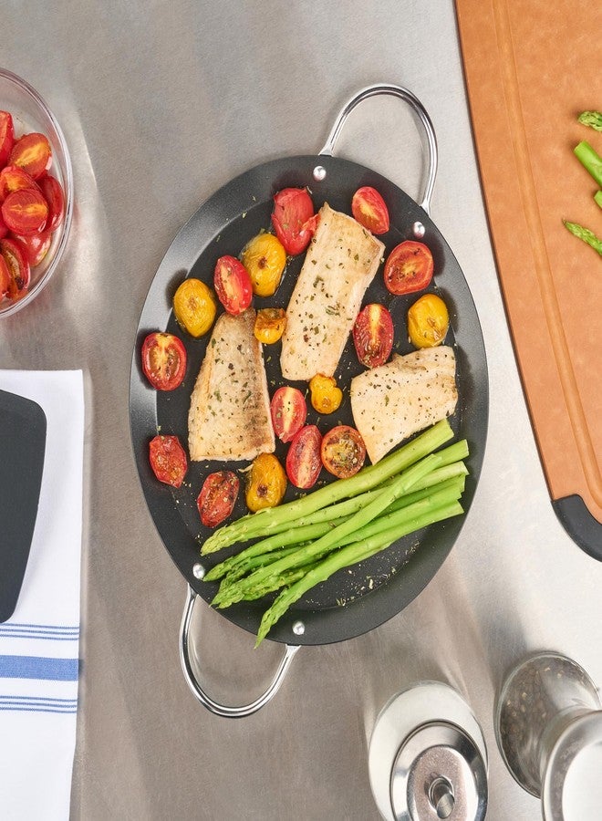 Restaurantware-Met Lux 9 Inch Round Griddle With Double Handle, 1 No-Stick Flat Top Grill - Compatible With Open Fire And Gas, Durable, Black Carbon Steel Griddle Pan, Even-Heating, For Eggs - Image 3
