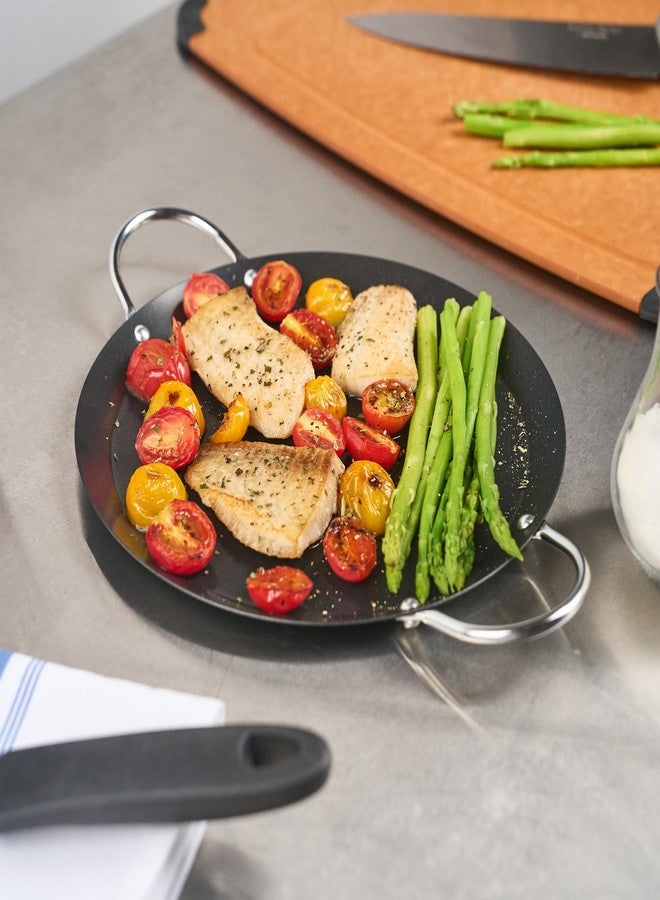 Restaurantware-Met Lux 9 Inch Round Griddle With Double Handle, 1 No-Stick Flat Top Grill - Compatible With Open Fire And Gas, Durable, Black Carbon Steel Griddle Pan, Even-Heating, For Eggs - Image 4