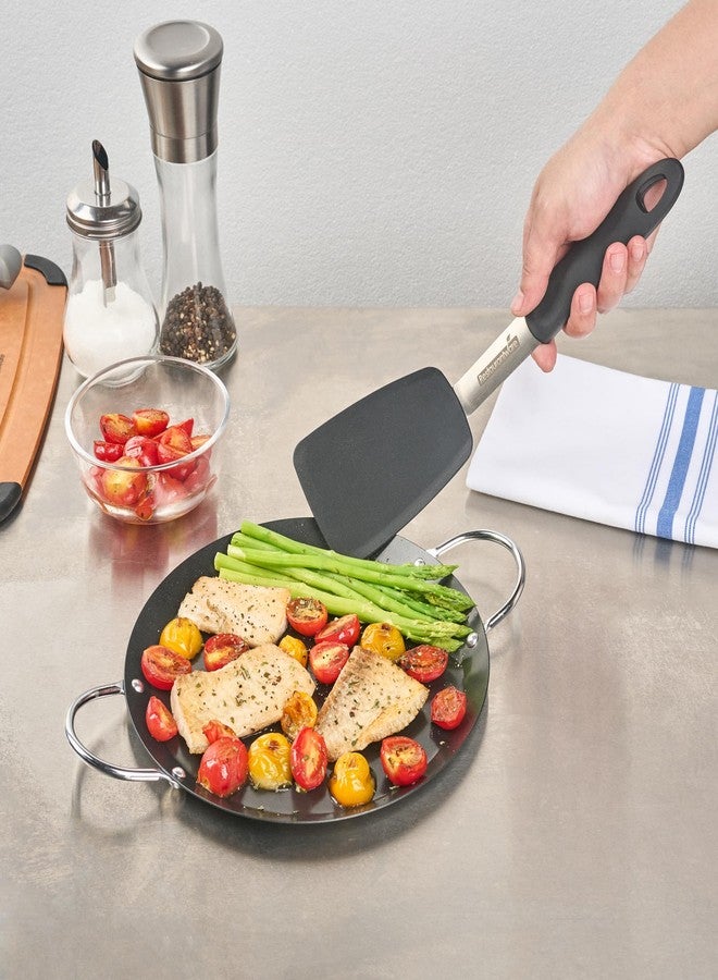 Restaurantware-Met Lux 9 Inch Round Griddle With Double Handle, 1 No-Stick Flat Top Grill - Compatible With Open Fire And Gas, Durable, Black Carbon Steel Griddle Pan, Even-Heating, For Eggs - Image 5