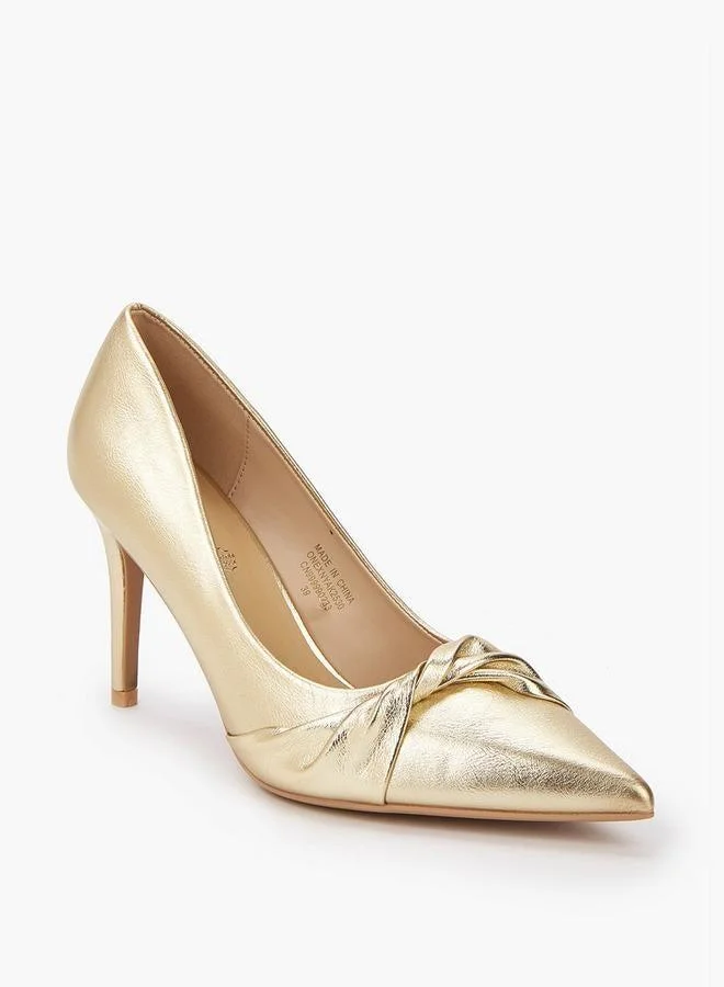 Paprika Knot Accent Slip-On Pumps with Stiletto Heels