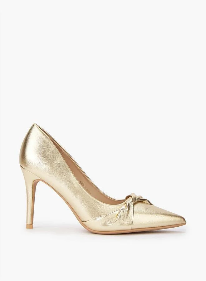 Paprika Knot Accent Slip-On Pumps with Stiletto Heels