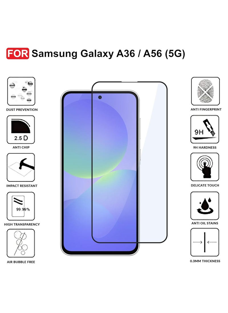 Samsung Galaxy A56 / A36 ESD Anti Static 9H Premium Tempered Glass Screen Protector With Black Frame