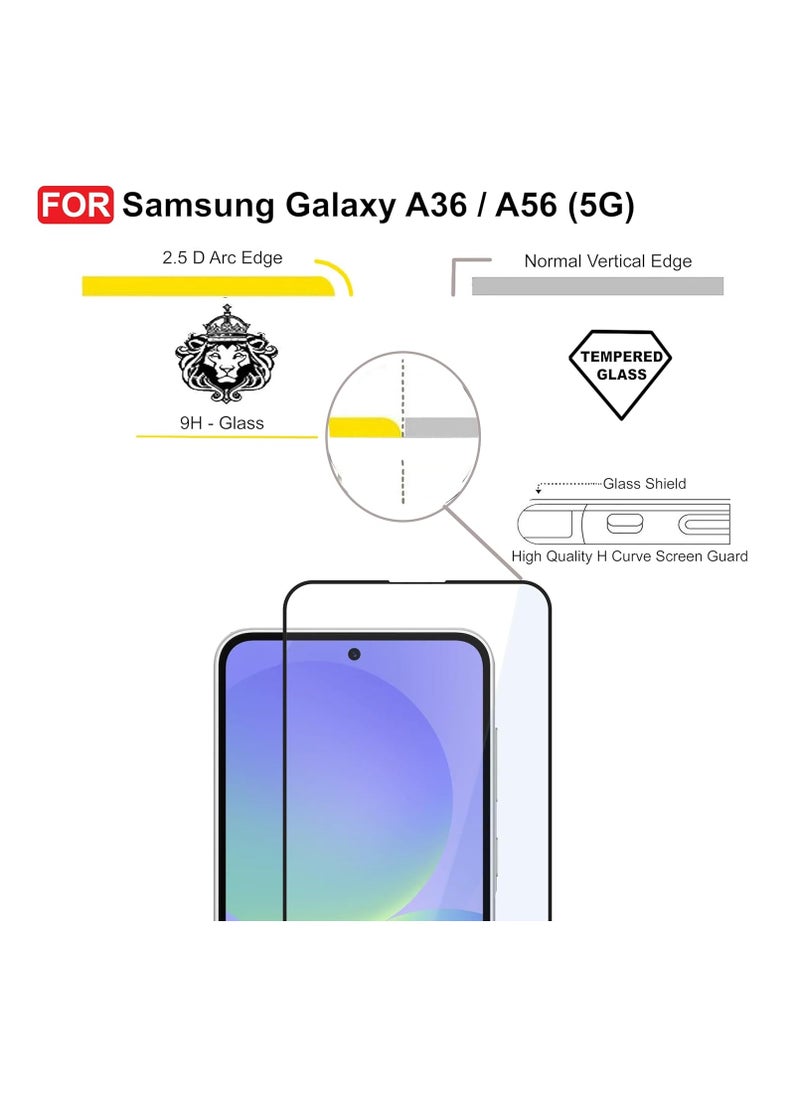 Samsung Galaxy A56 / A36 ESD Anti Static 9H Premium Tempered Glass Screen Protector With Black Frame