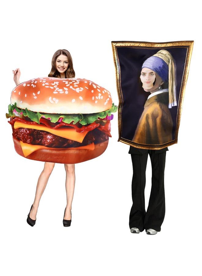 Bluejw - Halloween Funny Mona Lisa Cos Costume Mural Costume Activity Performance Jumpsuit Composite Sponge - Image 1