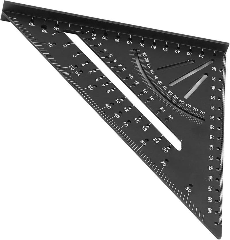 Black Aluminum Ruler With Clear Scales 30 45 60 90 Degrees For Woodworking - Image 3