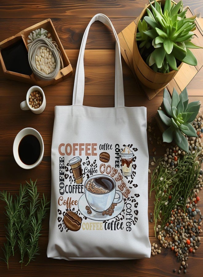 JINYO Coffee Lover Gift Ideas Canvas Tote Bag, Coffee Drinkers Gift Tote Bags for Women, Barista Gifts Reusable Grocery Bags Shopping Bag - Image 4