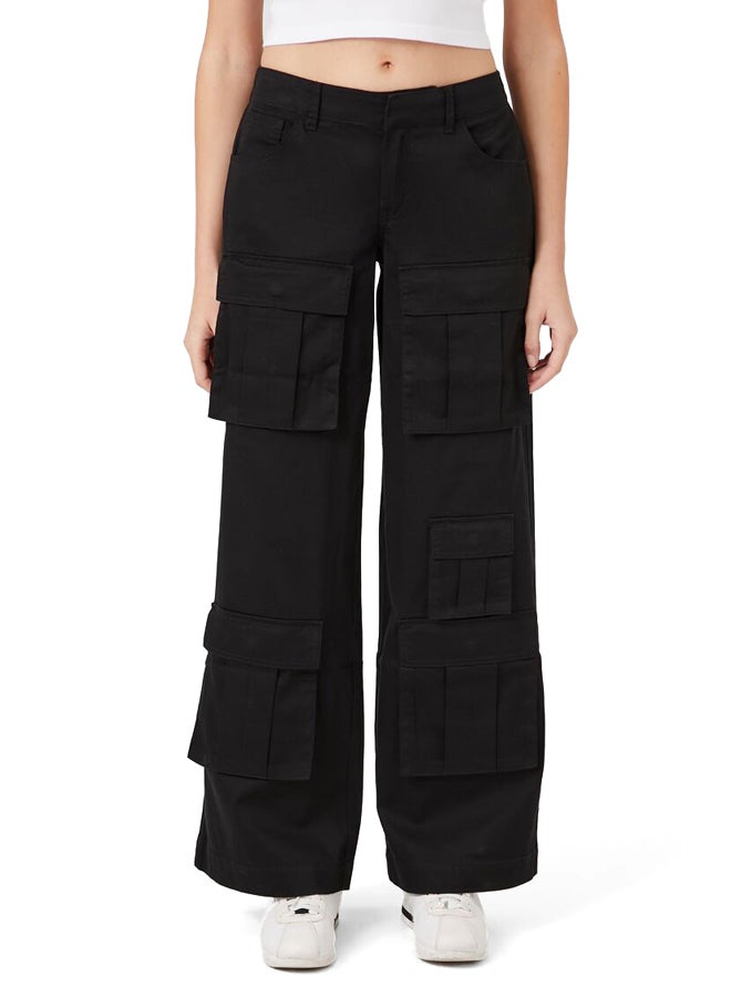 FOREVER 21 Twill Wide-Leg Cargo Pants - Image 2