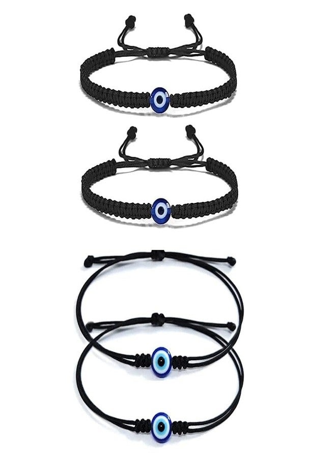 ARTIFICIAL TREE Handmade Nazariya 6 mm Evil Eye Charms Black Thread Bracelet Adjustable for Women, Men, Girls & Boys 4 Piece (BLACK)(AT GIRLS BRCT 036) - Image 1