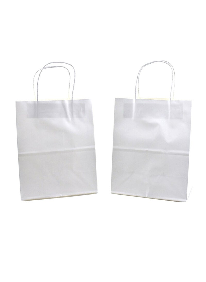 PARTY FUN Elegance Paper Gift Bags - Set of 10pcs, 12x25x33.5cm: Timeless Packaging for Special Celebrations White Color  - Image 4