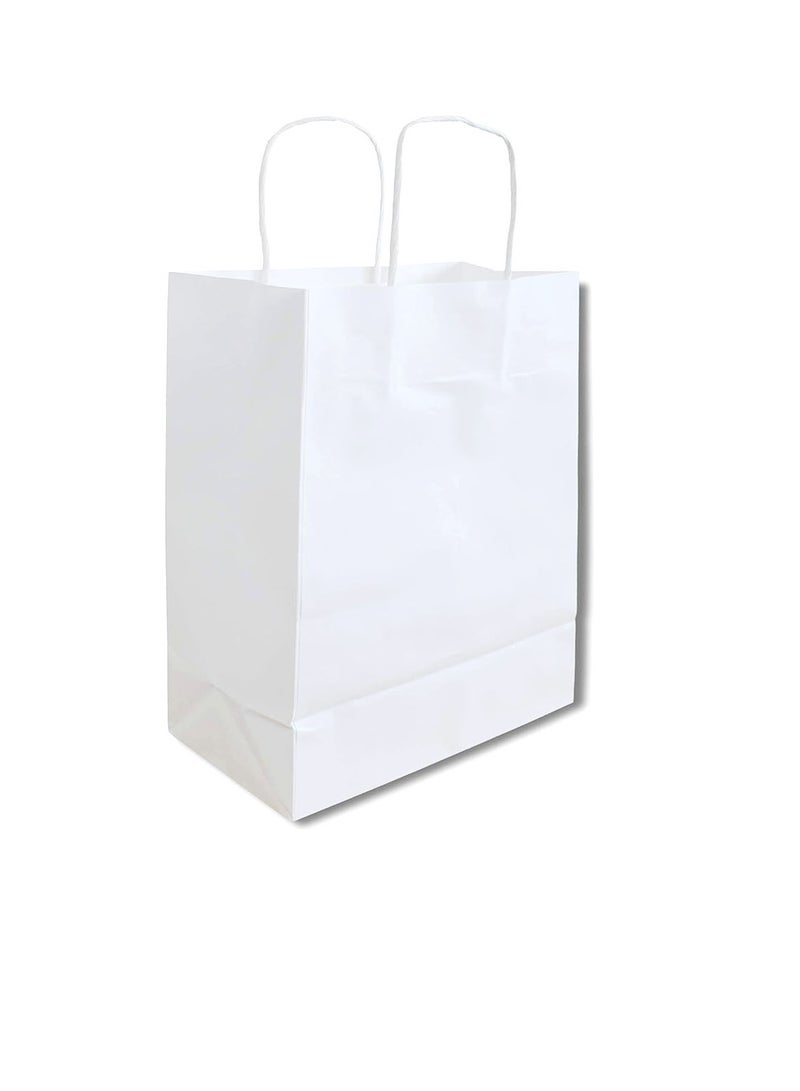 PARTY FUN Elegance Paper Gift Bags - Set of 10pcs, 12x25x33.5cm: Timeless Packaging for Special Celebrations White Color  - Image 2