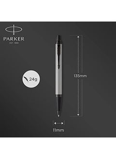 PARKER Im Ballpoint Pen Matte Grey With Black Trim Medium Point With Blue Ink Refill Gift Box  - Image 3