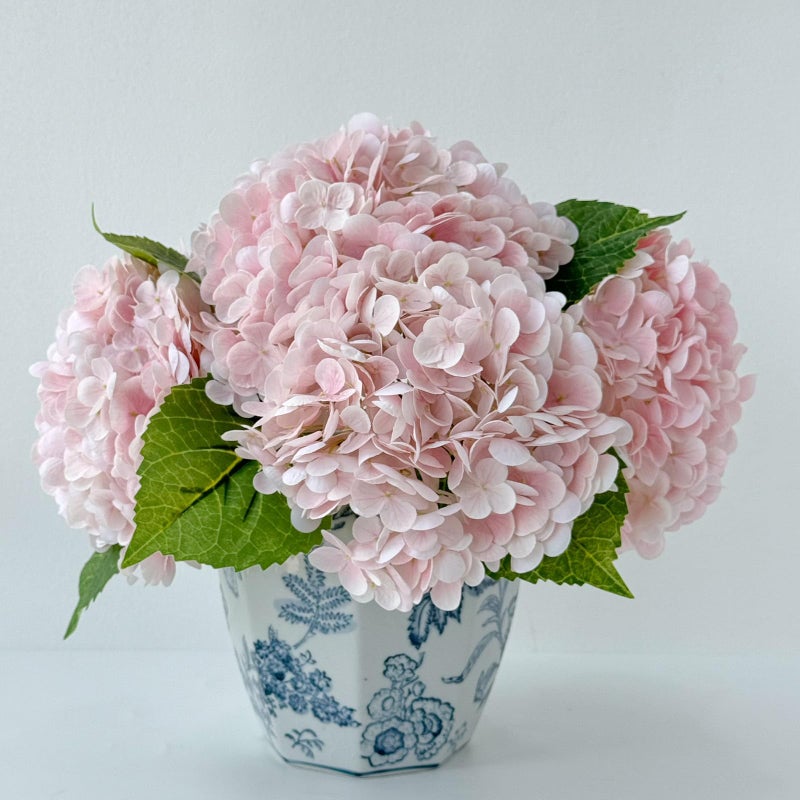 YalzoneMet 3 Pcs Real Touch Pink Hydrangea Artificial Flowers 21 inch Large Lifelike Light Latex Faux Hydrangea, Fake Flowers for Home Decoration Bridal Bouquet Wedding Decor - Image 1