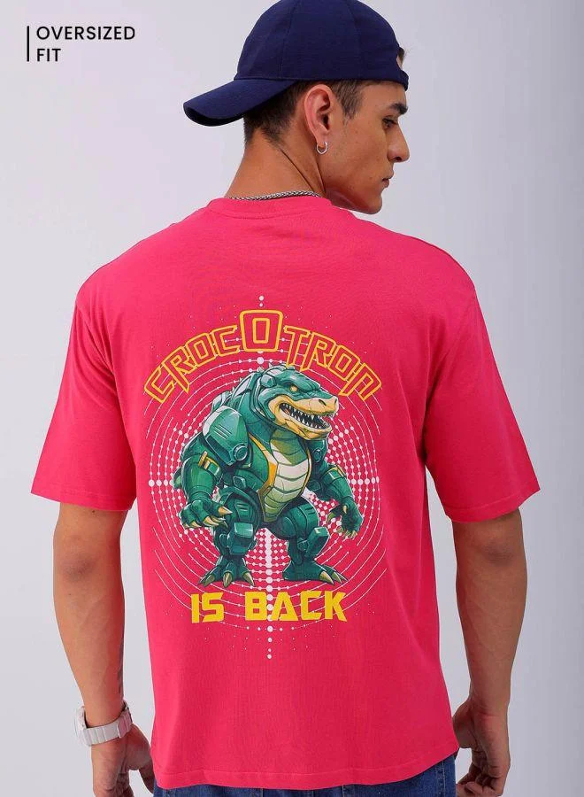The Indian Garage Co Men Boxy Oversized Graphic Back Printed Round Neck Tshirt