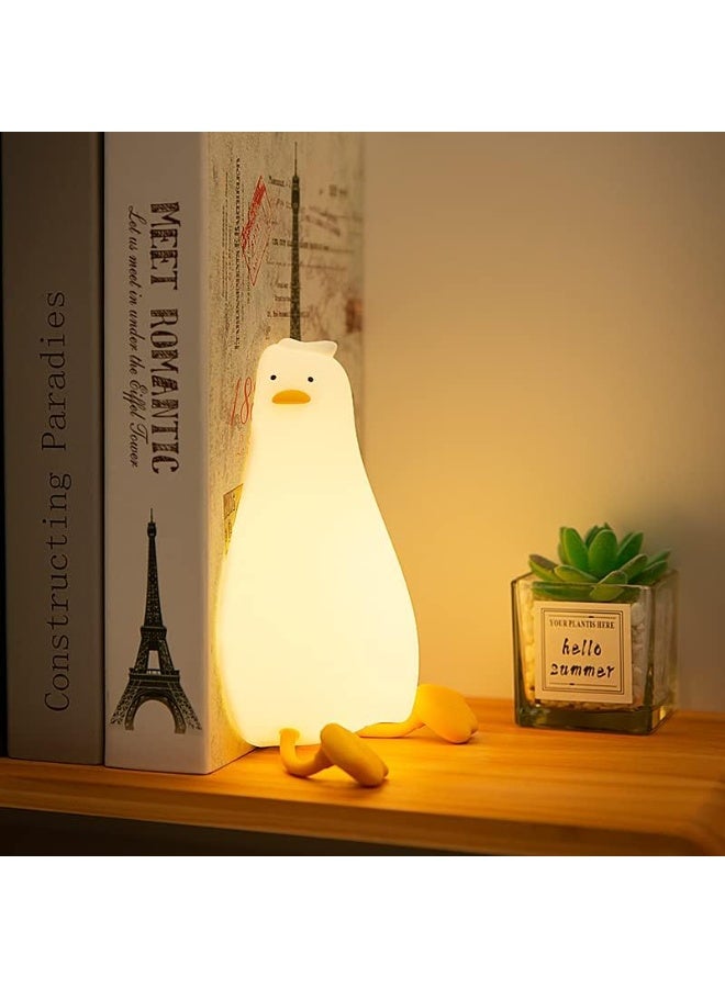 ضوء ليلي على شكل بطة مسطحة LED، ضوء ليلي قابل للتعتيم بثلاث مستويات لغرفة الأطفال، مصابيح لطيفة من السيليكون القابل للضغط على شكل بطة مضاءة، مصباح جانبي قابل لإعادة الشحن يعمل باللمس للرضاعة وتزيين غرف الأطفال - Image 3