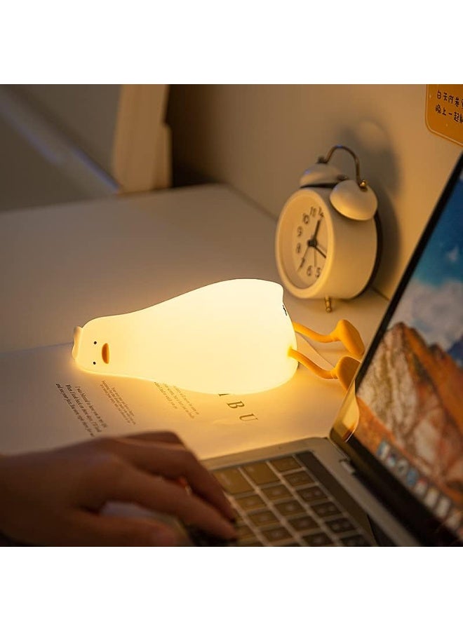 ضوء ليلي على شكل بطة مسطحة LED، ضوء ليلي قابل للتعتيم بثلاث مستويات لغرفة الأطفال، مصابيح لطيفة من السيليكون القابل للضغط على شكل بطة مضاءة، مصباح جانبي قابل لإعادة الشحن يعمل باللمس للرضاعة وتزيين غرف الأطفال - Image 4