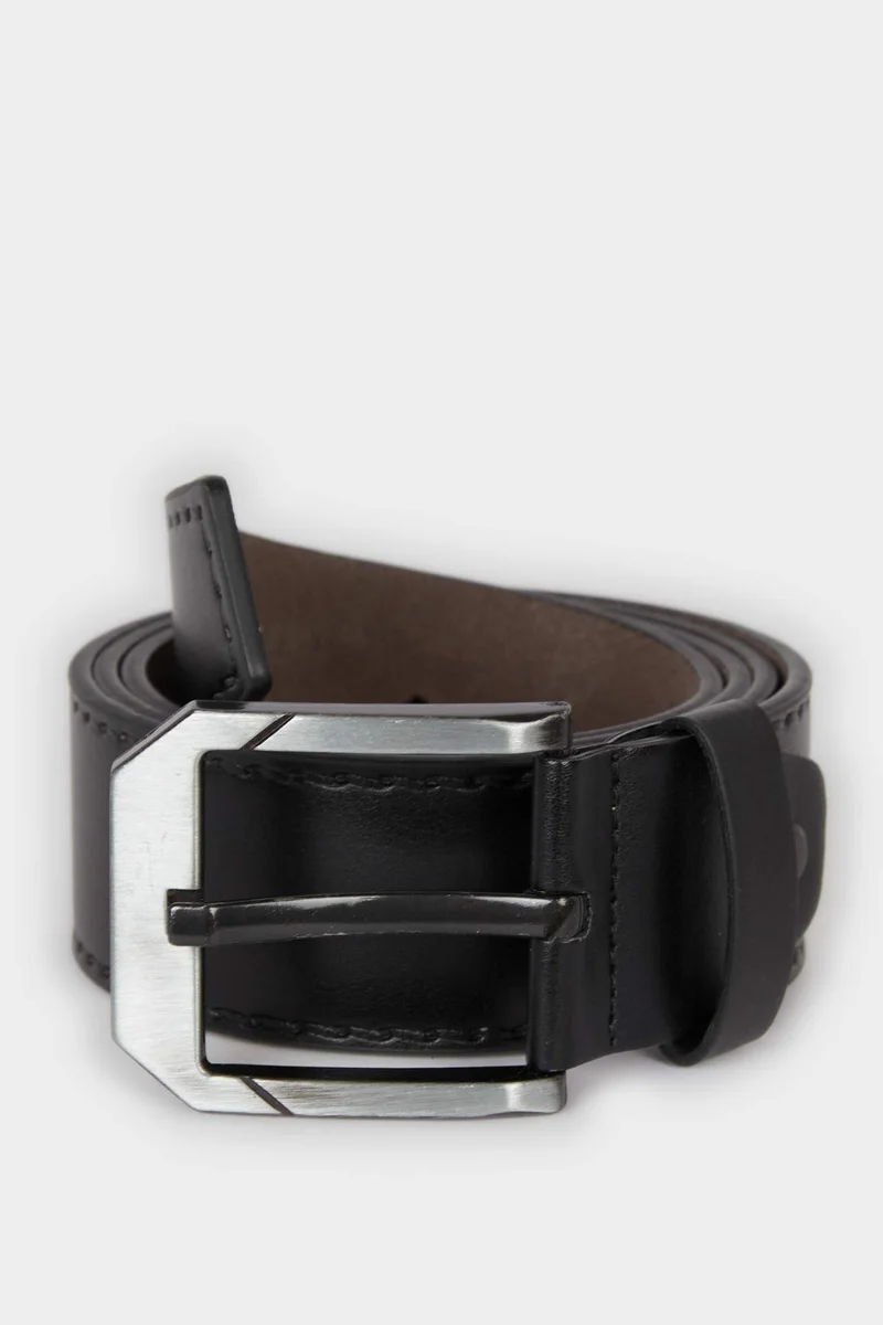 ديفاكتو Man Rectangle Clasp Faux Leather Denim Belt