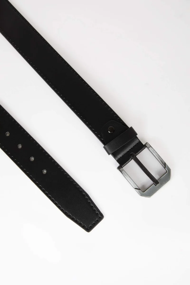 ديفاكتو Man Rectangle Clasp Faux Leather Denim Belt