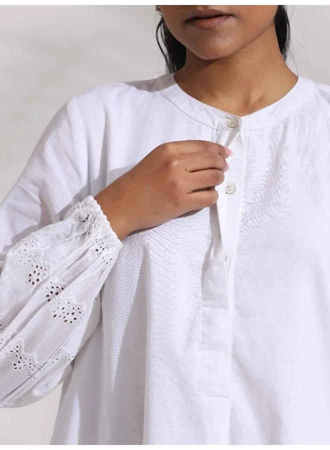 trueBrowns Eyelet Sleeve Dress